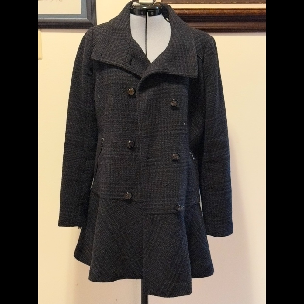 Guess Black Peacoat Double-Breasted Jacket